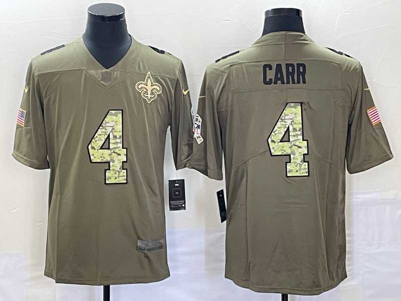 Men%27s New Orleans Saints #4 Derek Carr Olive With Camo 2017 Salute To Service Stitched NFL Nike Limited Jersey->new orleans saints->NFL Jersey